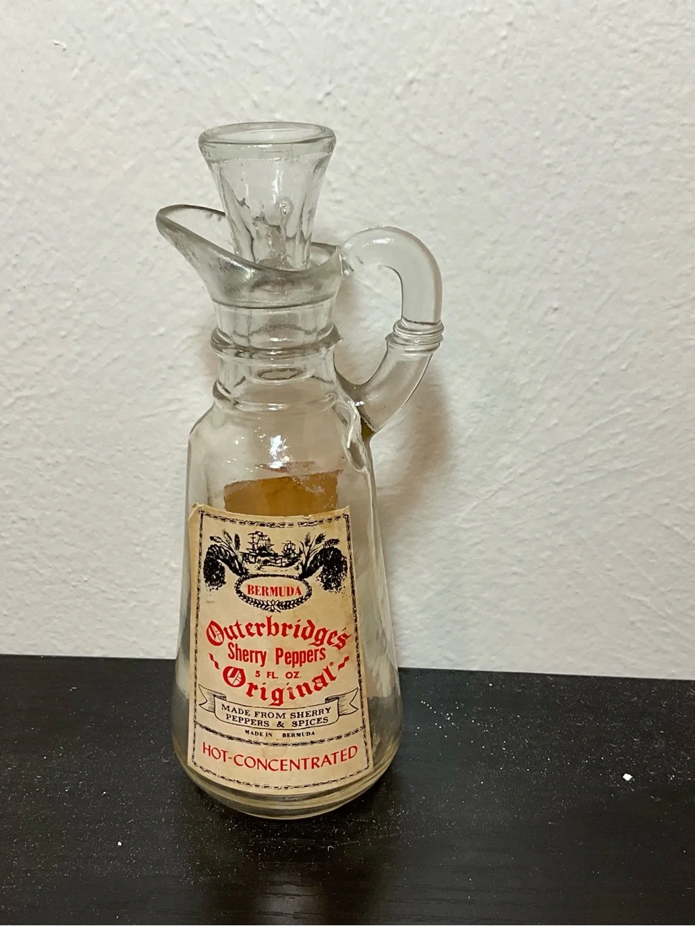 Vintage Hot-Concentrated Sherry Peppers Glass Cruet - Clear